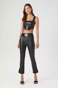 Леггинсы из искусственной кожи до щиколотки Forever 21, черный