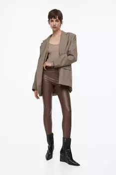Леггинсы из искусственной кожи H&amp;M, темно коричневый