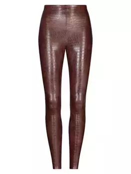 Леггинсы из искусственной кожи под крокодила Commando, цвет brown croc