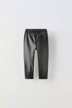 Леггинсы из искусственной кожи ZARA, черный