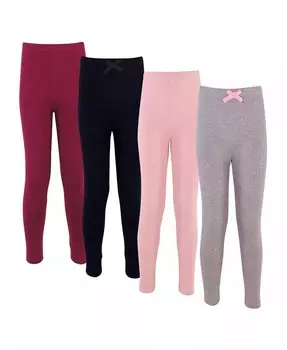 Леггинсы из органического хлопка для маленьких девочек, 4 шт., однотонный розовый, бордовый Touched By Nature, мультиколор