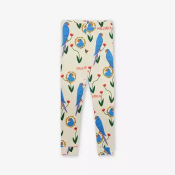 Леггинсы из органического хлопка с графическим принтом «Попугаи» 1,5-7 лет Mini Rodini, мультиколор