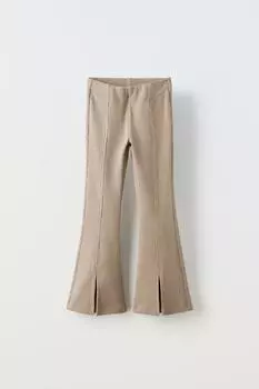 Леггинсы из плюша в ребрику ZARA, бежевый