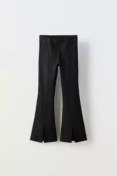 Леггинсы из плюша в ребрику ZARA, черный