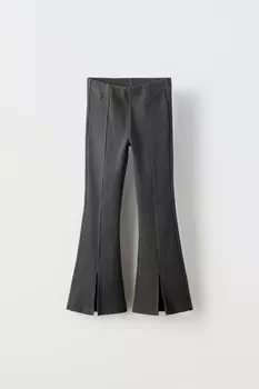 Леггинсы из плюша в ребрику ZARA, серый мергель