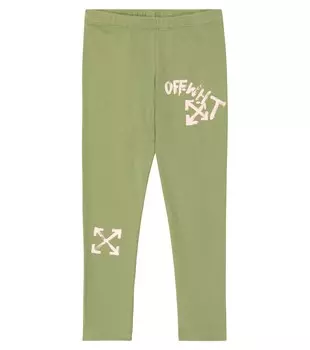 Леггинсы из принтованного джерси Off-White Kids, мультиколор