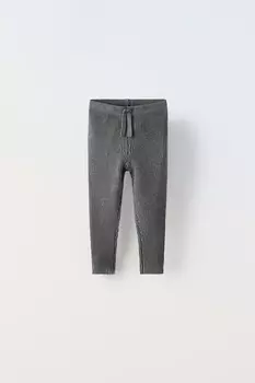 Леггинсы из ребристого трикотажа ZARA, серый мергель