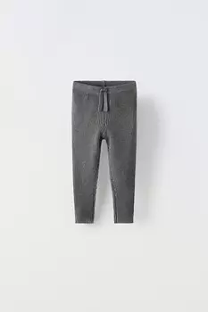 Леггинсы из ребристого трикотажа ZARA, серый мергель
