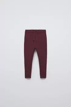 Леггинсы из ребристой трикотажной плетки ZARA, бордо