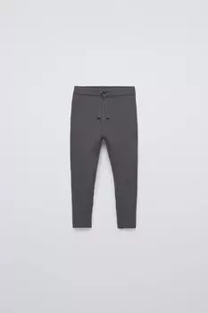 Леггинсы из ребристой трикотажной плетки ZARA, серо-коричневый