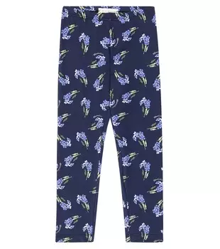 Леггинсы из смесового хлопка с цветочным принтом Monnalisa, синий
