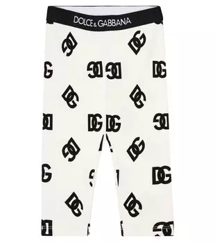 Леггинсы из смесового хлопка с логотипом baby Dolce&Gabbana Kids, белый