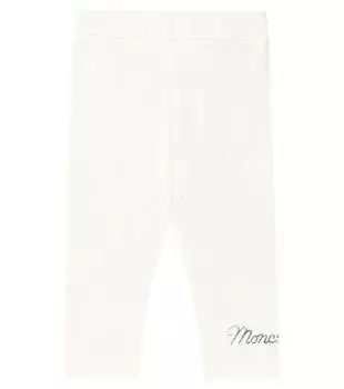 Леггинсы из смесового хлопка с логотипом baby Moncler Enfant, белый