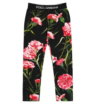 Леггинсы из смесового хлопка с принтом Dolce&Gabbana, разноцветный