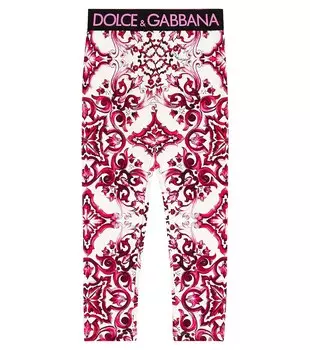 Леггинсы из смесового хлопка с принтом Dolce&Gabbana, разноцветный