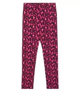 Леггинсы из смесового хлопкового джерси с логотипом Versace, розовый