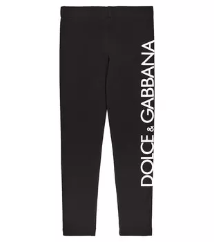 Леггинсы из смесового хлопкового джерси с логотипом Dolce&Gabbana, черный