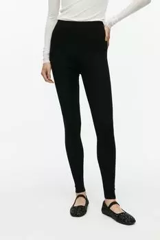 Леггинсы из смесовой шерсти в рубчик H&M, черный