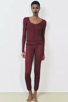 Леггинсы из толстой тяжелой арматуры ZARA, бордовый