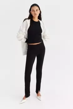 Леггинсы из тяжелого трикотажа на молнии H&M, черный