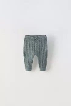 Леггинсы кабельной трикотажи ZARA, зеленый, голубой