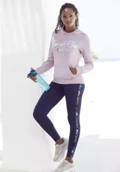 Леггинсы KangaROOS с принтованными полосками по бокам, цвет морской волны