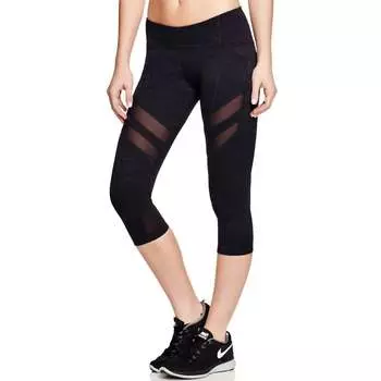 Леггинсы-капри Active с эластичной талией и сетчатой отделкой черного цвета VIMMIA