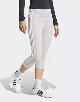 Леггинсы-капри Adidas Originals Adicolor с тремя полосками серого цвета