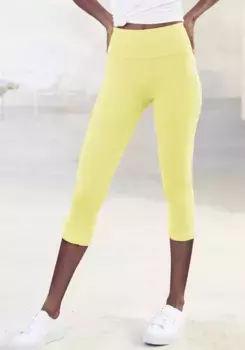 Леггинсы-капри LASCANA с широкими мягкими манжетами, желтый