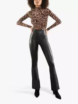 Леггинсы-клеш из гладкой искусственной кожи Commando, черный