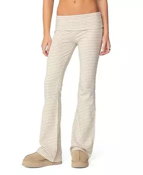 Леггинсы-клеш Kaeli Stripey Edikted, коричневый/бежевый