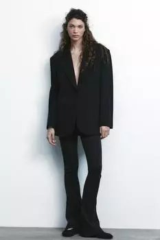 Леггинсы-клеш с замком снизу ZARA, черный