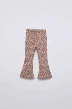 Леггинсы клёш с принтом ZARA, розовый/лиловый