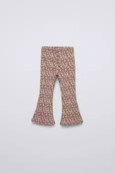 Леггинсы клёш с принтом ZARA, розовый/лиловый