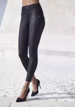 Леггинсы LASCANA с мерцающим принтом по всей поверхности, черный