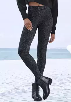 Леггинсы LASCANA с прикрепленным поясом спереди, серебристый