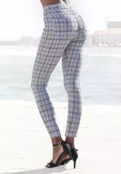 Леггинсы LASCANA с вязаным узором в клетку, серый