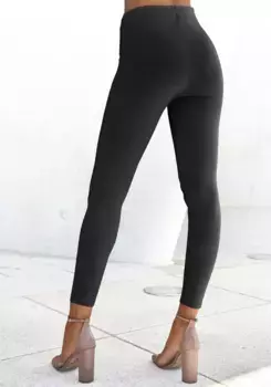 Леггинсы LASCANA с завышенной талией и декоративными пуговицами, черный