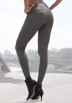 Леггинсы LASCANA в клетку с ажурным узором, черный