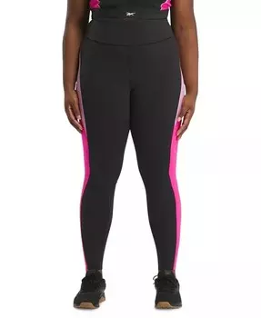 Леггинсы Lux с высокой посадкой больших размеров с цветными блоками Reebok, черный