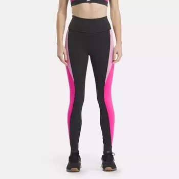 Леггинсы Lux с высокой посадкой и цветными блоками Reebok, цвет Black / Laser Pink