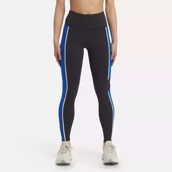 Леггинсы Lux с высокой посадкой и цветными блоками Reebok, черный/синий