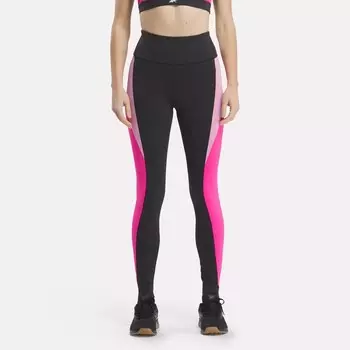 Леггинсы Lux с высокой посадкой и цветными блоками Reebok, черный/розовый