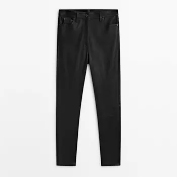 Леггинсы Massimo Dutti Black Nappa Leather, черный