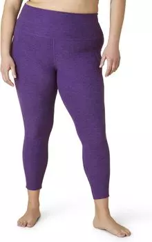 Леггинсы миди Spacedye с высокой талией больших размеров и открытыми карманами Beyond Yoga, цвет Purple Dahlia Heather