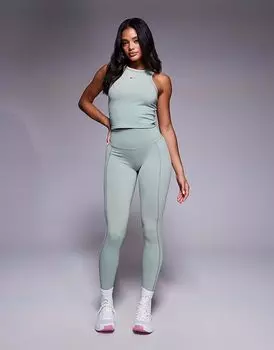 Леггинсы Nike One Training Dri-FIT Gym Life Swoosh с высокой талией цвета хаки