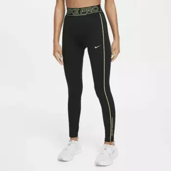 Леггинсы Nike Pro Girls' Dri-FIT Mid-Rise Leggings, цвет Black/Volt/Volt
