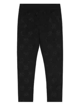 Леггинсы Philipp Plein Monogram Strass, черный