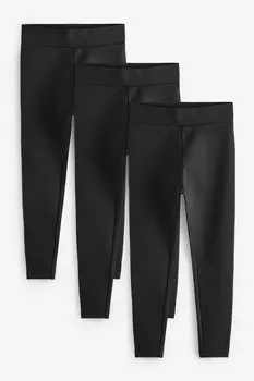 Леггинсы Ponte полной длины, 3 шт в упаковке Next, черный