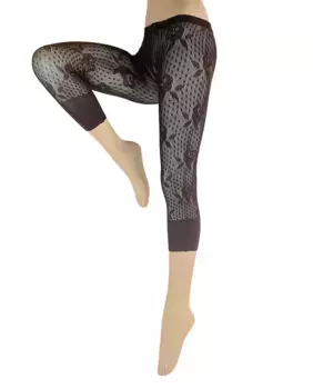 Леггинсы Попарт геометрическая перфорация плотностью 90 ден Hyd, коричневый